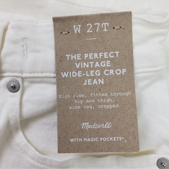 NWT Madewell The Perfect Vintage Wide Leg Crop Jeans Size 27 Tall - Picture 2 of 2